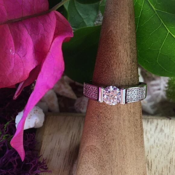 Sterling Silver Clear Round Engagement Ring 6,7,8 - Picture 5 of 11